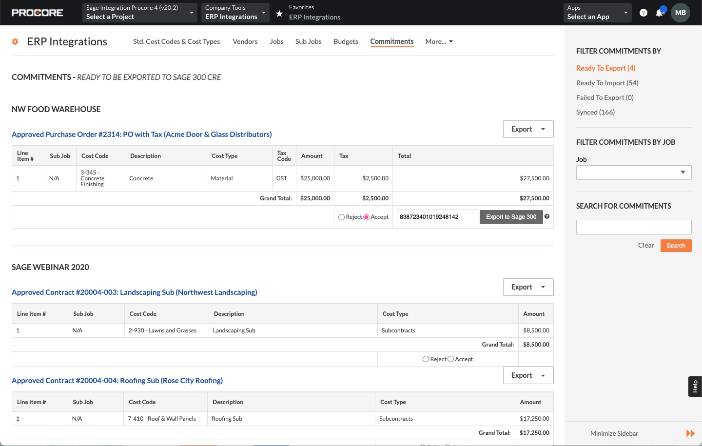 Current state of the integration workflow