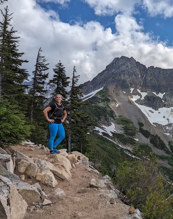 Maria hiking in the mountains