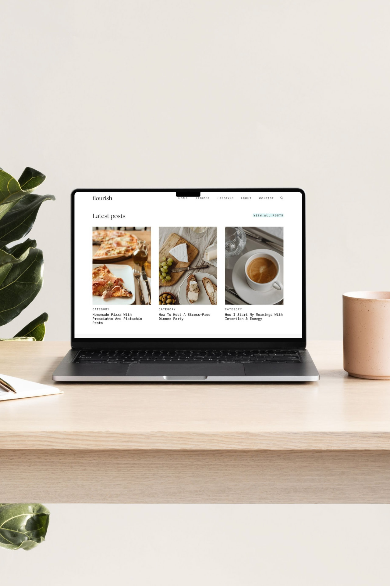Website design shown on a laptop