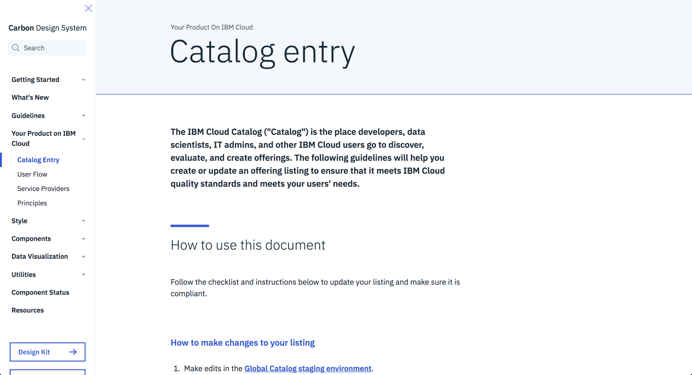 IBM Human Interface Guidelines catalog section